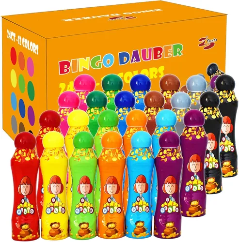 Yuanhe Marcadores de Bingo - Marcadores de puntos de 85 g Dotted Bingo Dabbers/Dobbers para suministros de arte, Juego de 24 (12 colores)