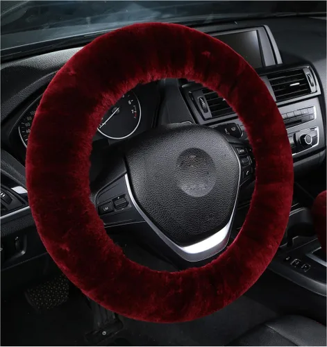 Miniatura 16 de U&M Funda para volante de automotor de lana auténtica, elastizada. Almohadilla protectora de volante de vehículo, de lana australiana, Menta