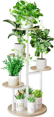 Miniatura 9 de INGIORDAR Soporte para plantas de interior de 4 niveles con 5 estantes para macetas múltiples para patio, jardín, balcón, sala de estar, esquina