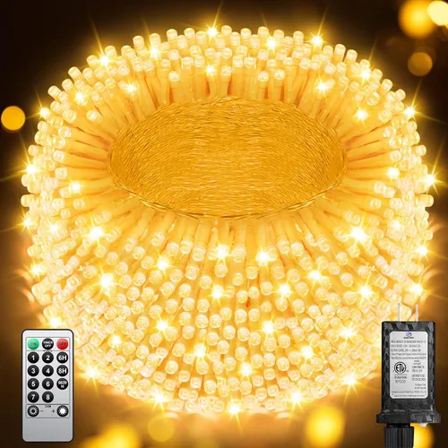 Miniatura 22 de 380 luces LED de Navidad de 125 pies, guirnalda de luces para exteriores, impermeables, temporizador y memoria, 8 modos regulables, para árbol