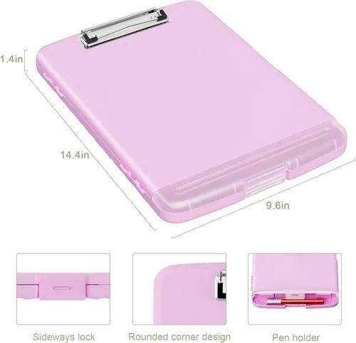 Miniatura 3 de Piasoenc Portapapeles con almacenamiento, caja de organización de 8.5 x 11 pulgadas con soporte para bolígrafo y carpeta de papel legal A4, folio