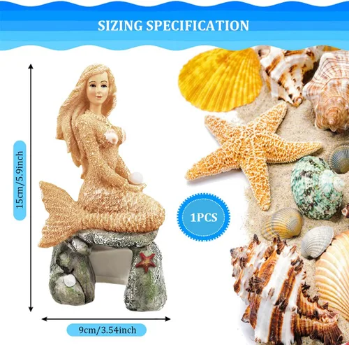 Miniatura 2 de Estatua de sirena para acuario, estatua de sirena, decoración de pecera, escultura de sirena, adornos de resina para decoración de peceras