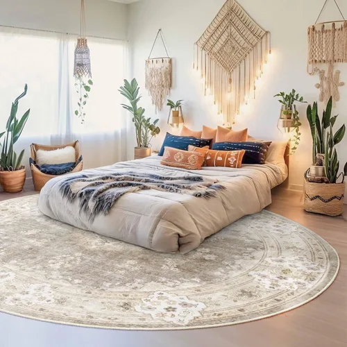 Miniatura 31 de MUJOO Alfombra Pasillo Runner 2'x8' Azul Gris Alfombras Largas Boho Lavable a Máquina Antideslizante para Entrada Cocina Baño Dormitorio Retro Suave