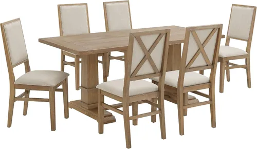 Miniatura 6 de Crosley Furniture Joanna - Juego de mesa de comedor moderna de 9 piezas para 8 personas con sillas tapizadas, roble oscuro/crema