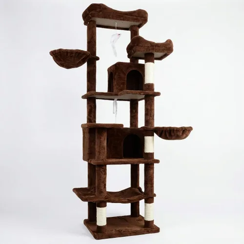 Miniatura 10 de Bonito árbol para gatos de interior de 68 pulgadas, torre alta para gatos con poste rascador y condominio, hamaca, soporte estético para gatos