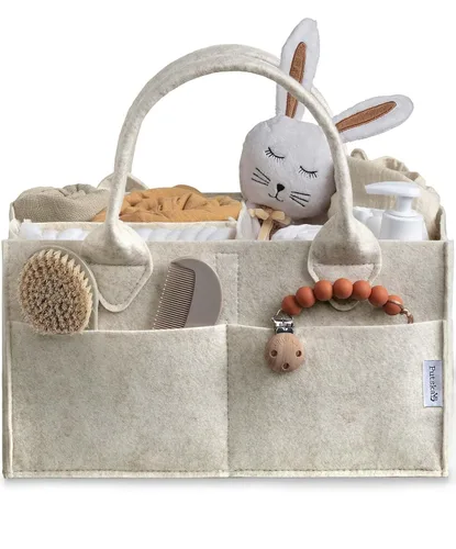 Miniatura 10 de PUTSKA Organizador de Caddy de Pañales para Bebé - Cesta de Almacenamiento de Guardería para Estación de Pañales, Lista de Regalos de Baby Shower
