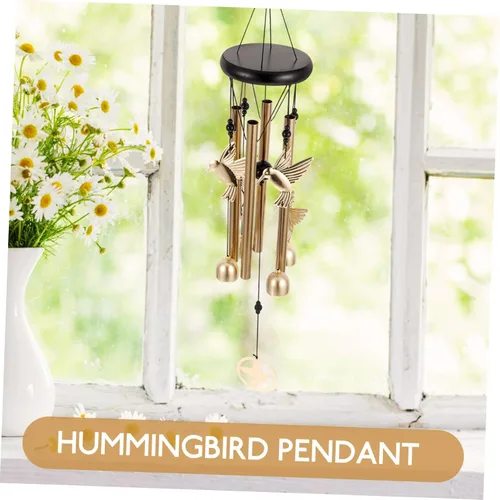 Miniatura 8 de Abaodam Campana de viento de colibrí para decoración al aire libre, tubos de aluminio, campana colgante de jardín para patio, campanillas de viento