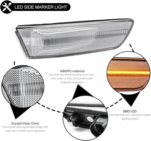 Miniatura 6 de Lámparas de marcador lateral LED para Infiniti G35/V35 Coupe Skyline V35 Lente transparente ámbar Led rueda intermitente luces de señal de giro