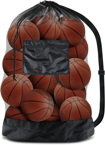 BROTOU Bolsa de malla extra grande, bolsa de fútbol con cordón para entrenador, uso para baloncesto, voleibol, béisbol, bolsa de equipo de malla con