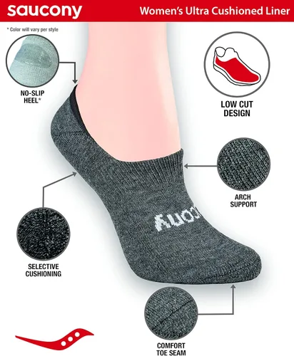 Miniatura 2 de Saucony 8 pares de calcetines invisibles acolchados invisibles para mujer
