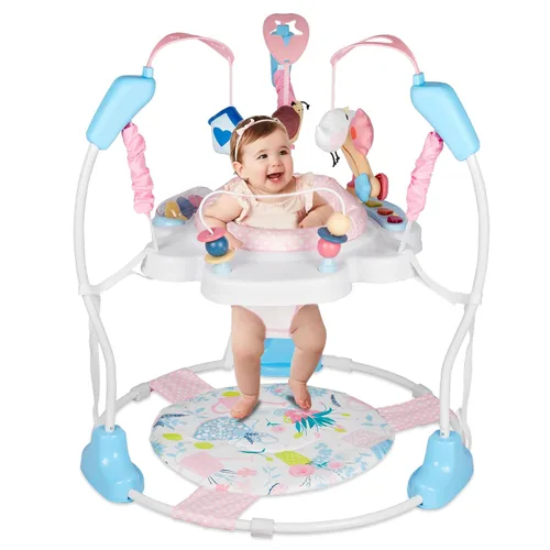 Miniatura 11 de Centro de Actividad para Bebés, Saltarines y Rebotadores Infantiles con Música, Luces, Juguetes para Bebés, Asiento Giratório de 360°, 3 Alturas