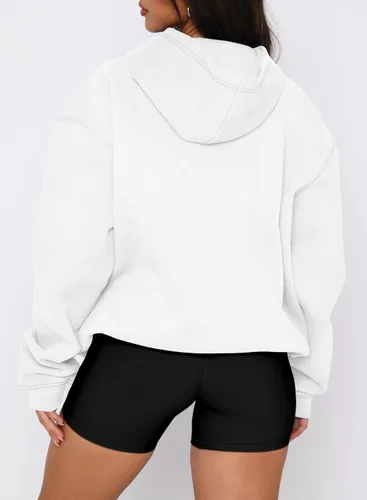 Miniatura 99 de onlypuff Sudadera casual con capucha para mujer, de manga larga, con bolsillo de canguro, hombro caído