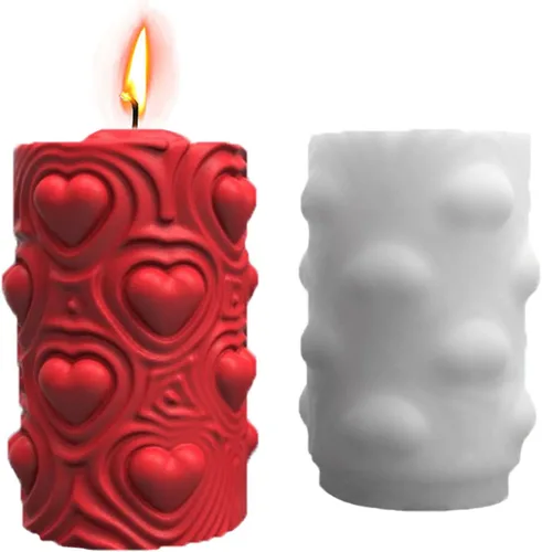 Molde de vela de silicona en forma de corazón, columna de amor para bricolaje, espuma geométrica, cera de jabón, resina de yeso, polímero, arcilla,