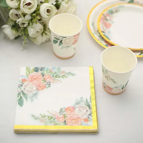 Miniatura 18 de Efavormart - Paquete de 20 servilletas de papel con estampado floral blanco y verde salvia, altamente absorbentes, suaves, de 2 capas, desechables