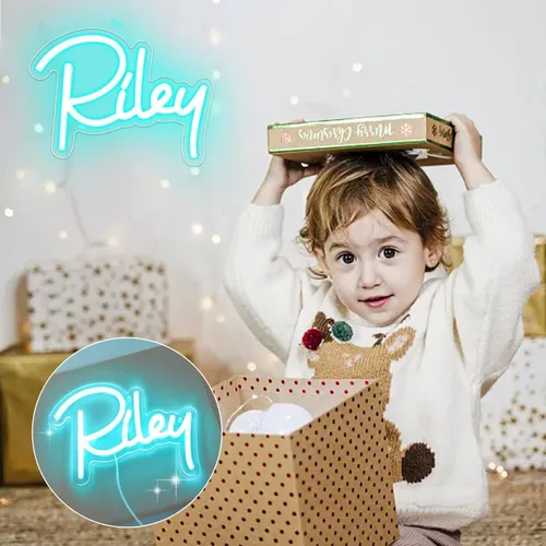 Miniatura 9 de Letrero de Nombre en Neón Riley, Luz de Nombre en Neón LED para Dormitorio de Niños, Decoración para Fiesta de Cumpleaños, Letrero de Neón Riley