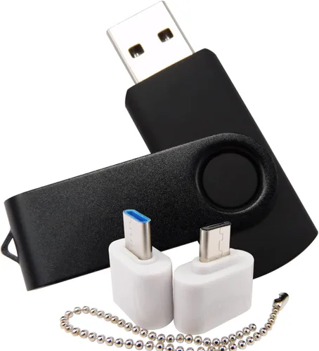 Miniatura 13 de Mini unidad flash USB de capacidad con 1 OTG (Micro USB) y 1 adaptador tipo C (USB-C) para teléfono móvil (naranja, 128 MB)