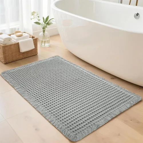 Miniatura 17 de Alfombras de Baño con Textura Waffle, Tapetes de Baño Bohemios Súper Absorbentes, Tapetes Antideslizantes para Ducha, para Piso de Baño y Bañera