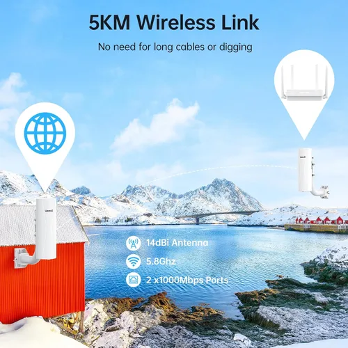 Miniatura 2 de Sistema de Puente Inalámbrico Punto a Punto CPE688KIT, con Router WiFi 6 AX3000, Soportes de Instalación Ajustables, Alcance de 5KM, Puertos Gigabit