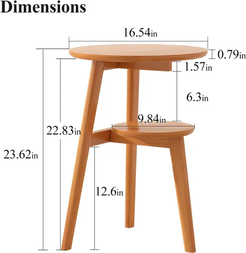 Miniatura 2 de Mesa auxiliar, mesas auxiliares redondas de 2 niveles para sala de estar, mesa auxiliar moderna de mediados de siglo, mesita de noche redonda, mesa