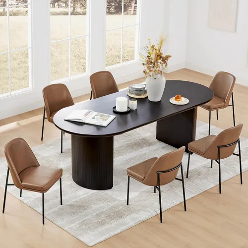 Miniatura 17 de CHITA Juego de 2 sillas de comedor modernas, sillas de comedor de metal con certificación FSC para comedor, color gris claro