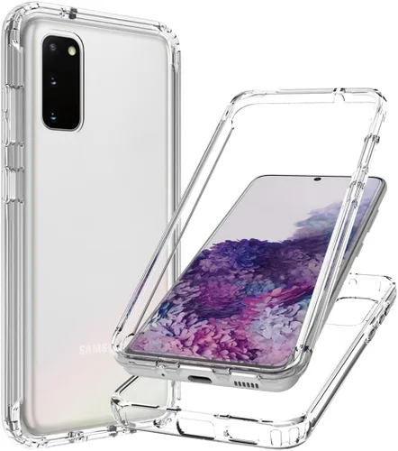 Miniatura 6 de Funda para Samsung Galaxy S20 5G, transparente, protección de cuerpo completo, protector de pantalla de vidrio templado, parachoques híbrido a