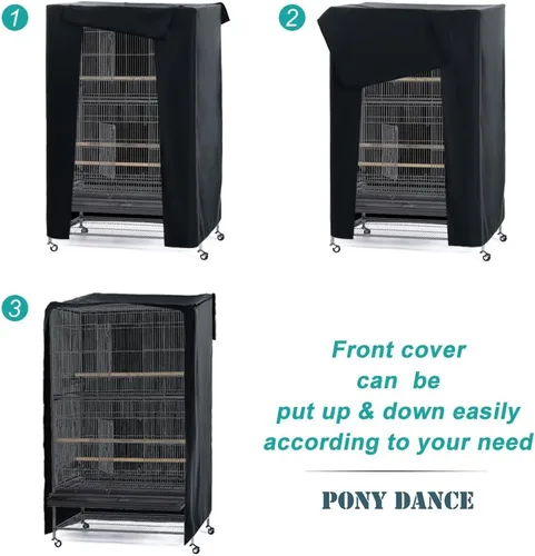 Miniatura 3 de PONY DANCE Pets Product - Funda universal para jaula de pájaros, opaca y transpirable, para buenas noches de mascotas, grande, negro, 31 pulgadas