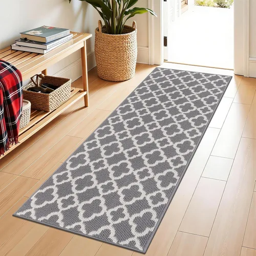 Miniatura 31 de U'Artlines Alfombra de pasillo larga para pasillo de 2 x 8 pies, antideslizante, alfombra de piso de cocina, patrón geométrico beige, lavable a