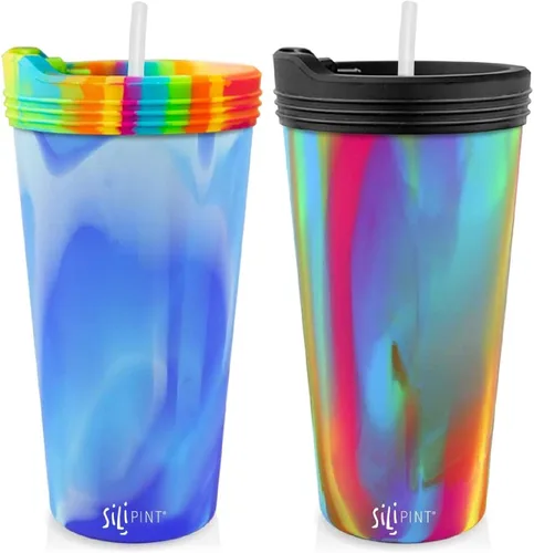 Miniatura 60 de Silipint Vaso de pinta de silicona de 16 oz – Vaso reutilizable irrompible sin BPA de silicona – Apto para lavavajillas, microondas y congelador