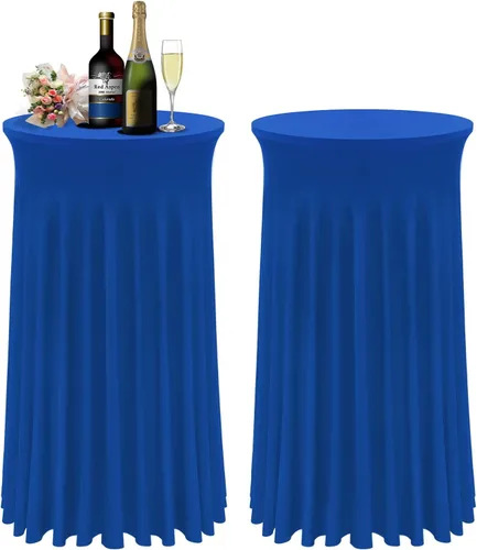 Miniatura 9 de BDDC Fundas para mesa de cóctel, paquete de 2 manteles de 24 x 43 pulgadas, color negro, con falda redonda ondulada natural para bar, boda, fiesta