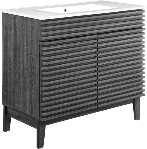 Miniatura 67 de Modway Render 23.5" tocador de baño en nogal (lavabo no incluido)