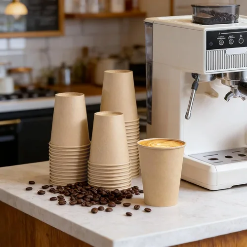 Miniatura 4 de BYSNOW Paquete de 200 vasos de papel kraft de 10 onzas, tazas de café de papel desechables, tazas de café marrones sin blanquear para bebidas