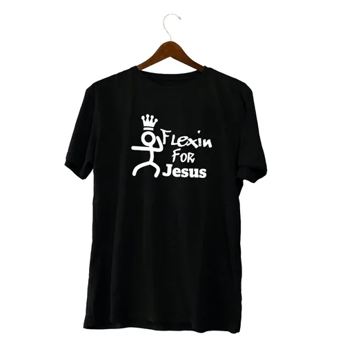 Miniatura 2 de Gym T-Shirt 100% Cotton Tshirt Flex’in for Jesus Casual Cotton Short Sleeve Crew-Neck Graphic Cute Tops Christian Athletic Wear