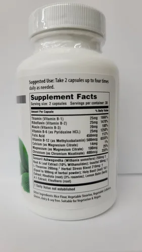 Miniatura 4 de Vitality C American Nutriceuticals – Alivio del estrés – 60 cápsulas – Alivio natural del estrés formulado profesionalmente – Mezcla potente