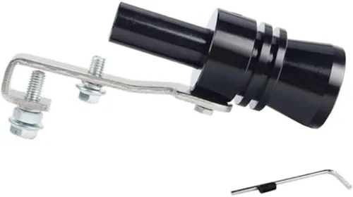 DEWHEL Silenciador universal de aluminio para tubo de escape con sonido turbo, silbato, válvula de descarga BOV, punta simulador Whistler (XL-Negro)