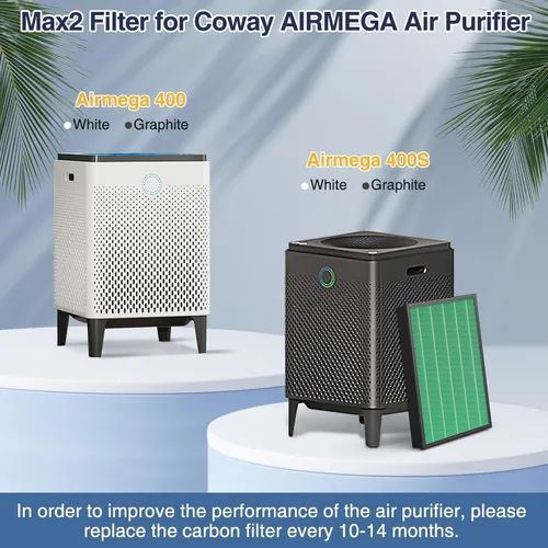 Miniatura 2 de Juego de filtros de repuesto 400/400S para purificador de aire Coway AIRMEGA Max2 400 400S 400(G) 400S(G), juego de filtro HEPA verde Max2 y filtro