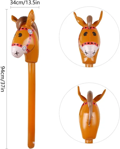 Miniatura 2 de EVERMARKET Caballo inflable, cabeza de caballo inflable en palo, disfraz de caballo, poni, Halloween, vaquero occidental, caballo, baby shower