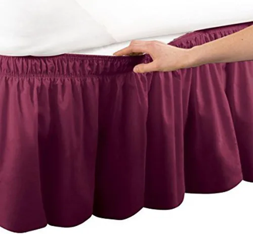 Miniatura 5 de Falda de cama plisada de tres lados con tela envolvente de algodón egipcio elástico con caída de 15 pulgadas contra el polvo para camas tamaño Azul