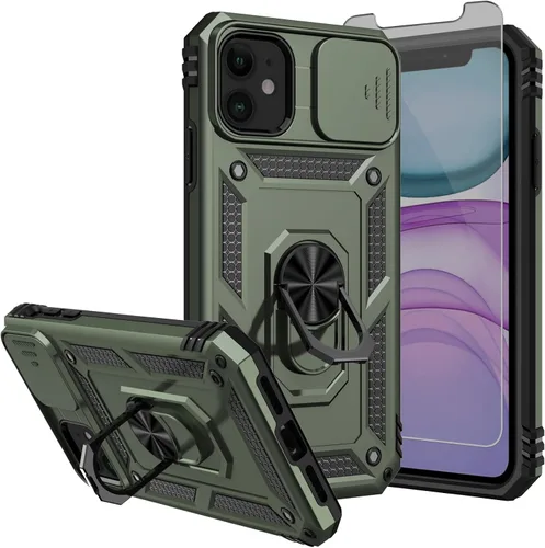 Miniatura 7 de Funda para iPhone 11 de 6.1 pulgadas, con protectores de pantalla y funda para cámara, [grado militar] de 16 pies. Funda a prueba de caídas con Negro