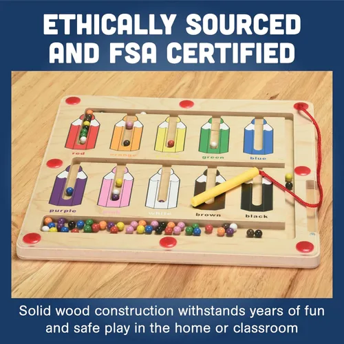 Miniatura 7 de Constructive Playthings Juego de juego de colores con juguetes magnéticos para niños a partir de 3 años, clasificación magnética de color de madera