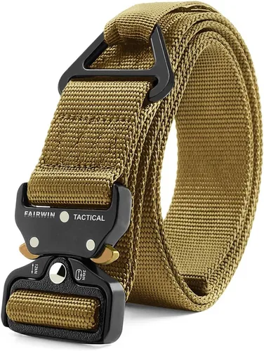 Fairwin - Cinturón táctico de seguridad de 1.7 pulgadas de nailon para hombre con hebilla de liberación rápida de alta resistencia con anillo en V