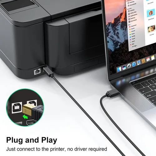 Miniatura 4 de Cable de impresora USB A a USB B, compatible con HP, Canon, Brother, Dell, Epson y más, 25 pies