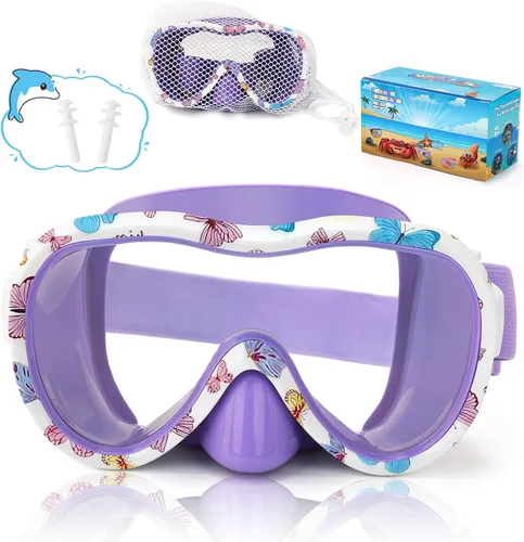 Miniatura 15 de iGym Gafas de natación para niños, máscara de buceo, máscara de buceo, gafas de natación con cubierta de nariz y correas elásticas cubierta y bolsa