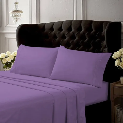 Miniatura 8 de Tribeca Living Juego de sábanas y fundas de almohada de percal de algodón egipcio fresco y suave, tamaño California King, bolsillo extra profundo