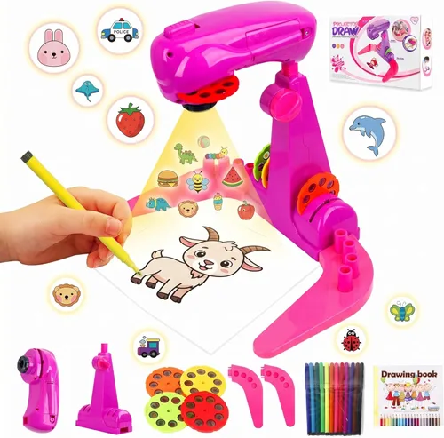 LEERFEI Juguetes de dibujo con proyección para niños, juguetes inteligentes de proyector de dibujo, proyector para delinear y dibujar para niños,