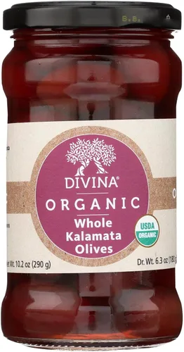 Divina Aceitunas Kalamata orgánicas, 6.3 onzas (caja de 6)