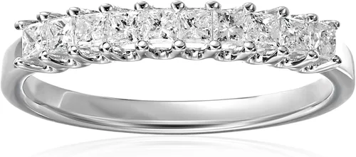 Anillo de bodas de oro blanco de 14 quilates con diamante de corte princesa (12cttw, color H-I, claridad I1-I2)