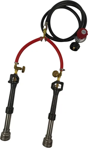 Dos quemadores de forja de propano con manguera de gas y regulador para herrero, fabricación de cuchillos, quemador de horno de gas, cabezal de