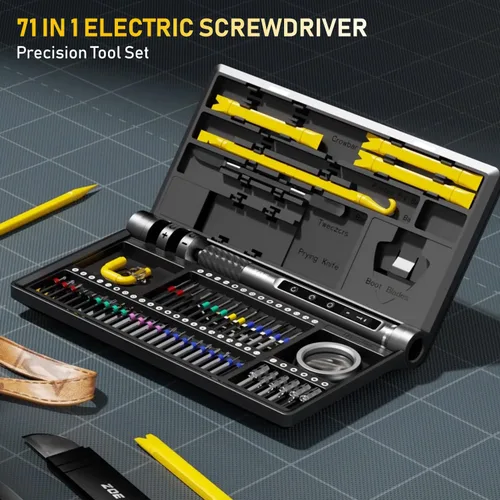 Miniatura 7 de Juego de destornilladores pequeños, destornillador eléctrico 71 en 1 inalámbrico con luz LED, 5 ajustes de torque, MAX 0.6Nm, juego de 42 puntas