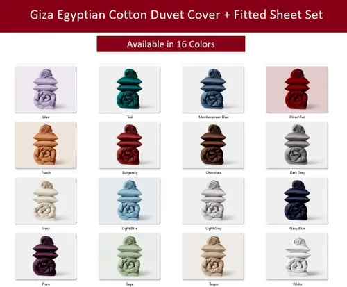 Miniatura 5 de Juego de funda de edredón, sábana bajera y fundas de almohada, juego de ropa de cama de 4 piezas, hecho de 100% algodón Giza egipcio de ensueño