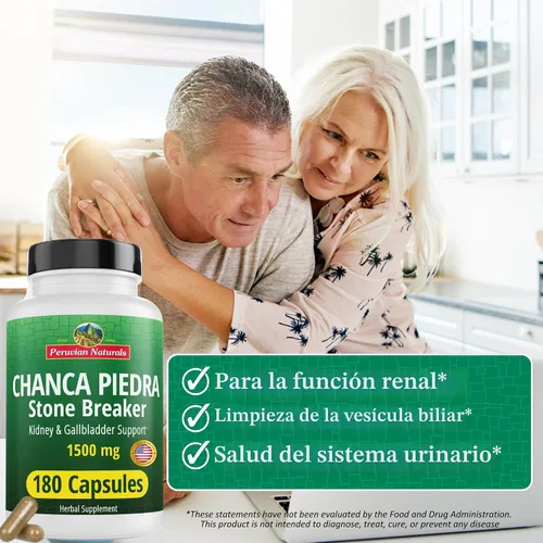 Miniatura 4 de Peruvian Naturals Chanca Piedra Stone Breaker 180 Cápsulas – Disolvente de Cálculos Renales y de Vesícula Biliar – 1500mg por Porción – Chancapiedra
